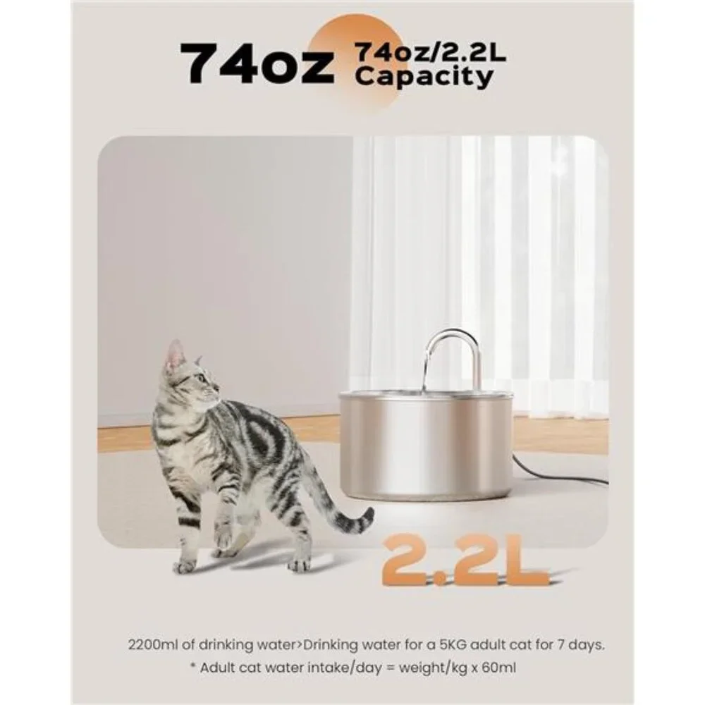 Cat Water Fountain: Stainless Steel Pet Water Fountains Indoor Metal Automatic